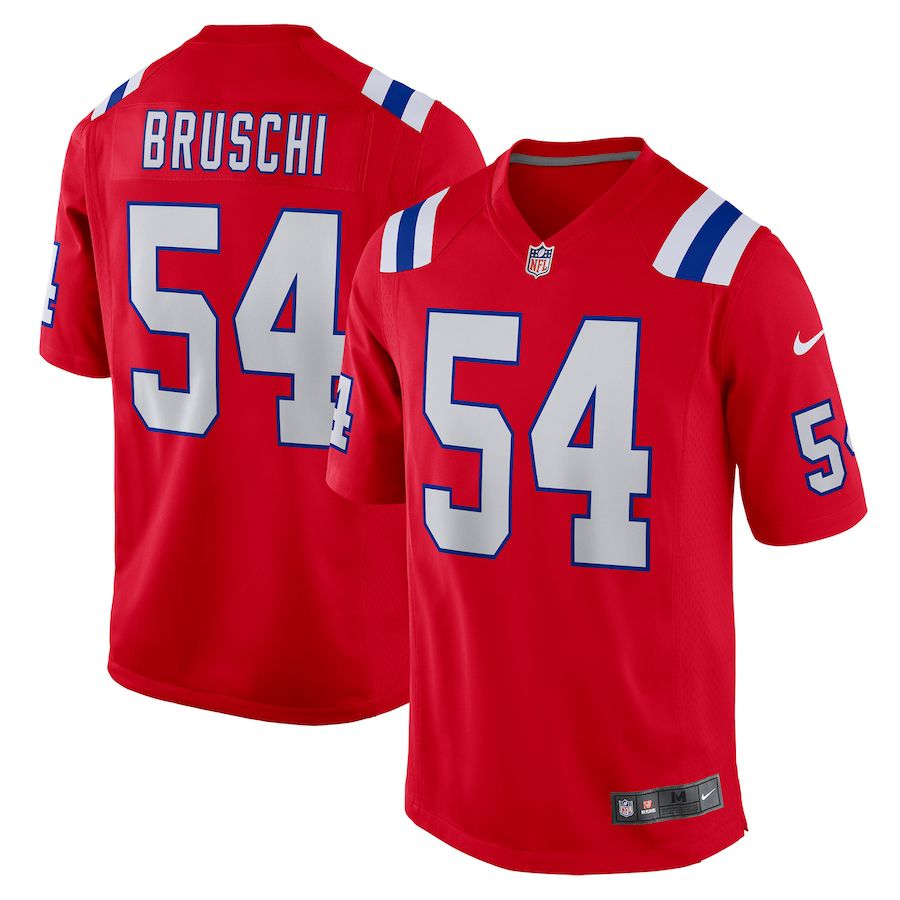 Men New England Patriots 54 Tedy Bruschi Nike Red Retired Player Alternate Game NFL Jersey